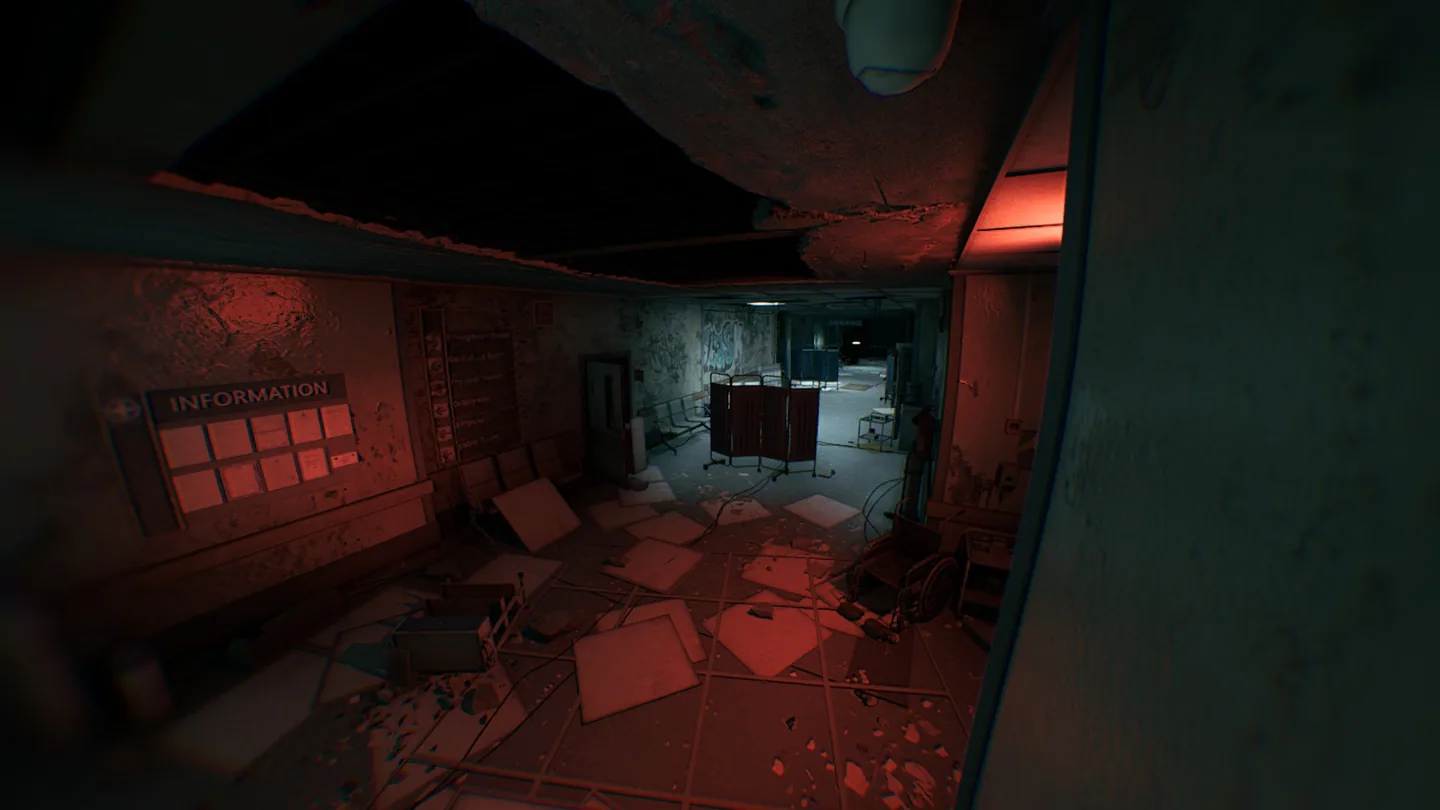 The damaged reception area.