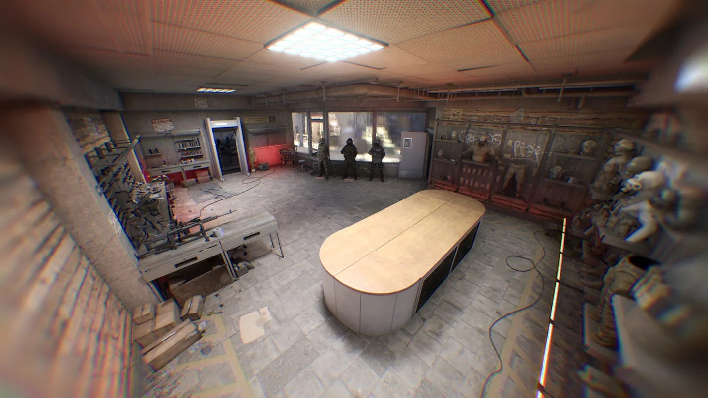 The meeting table and workshop.