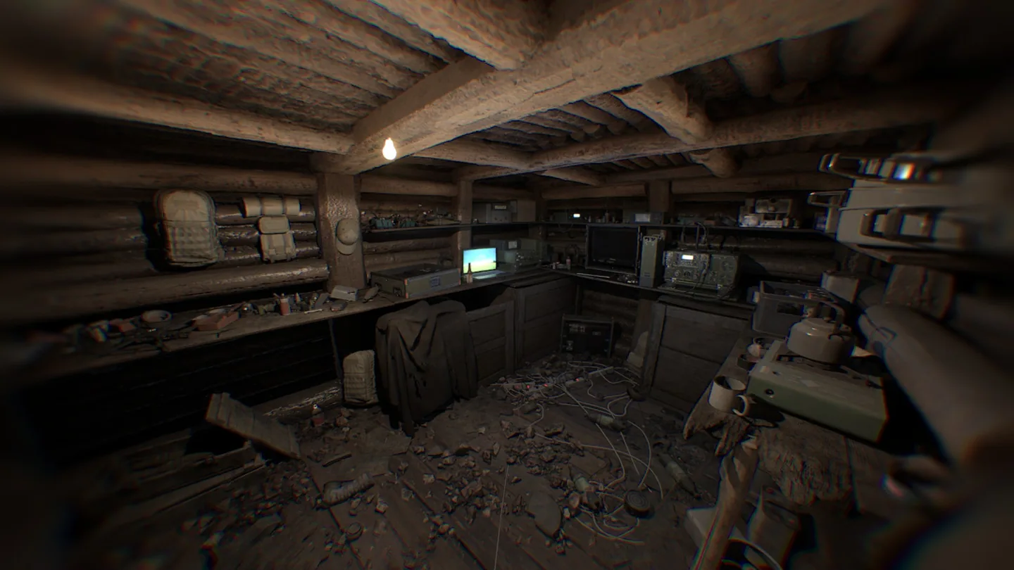 The timber-lined drone room, part of the map's underground galleries and tunnels.