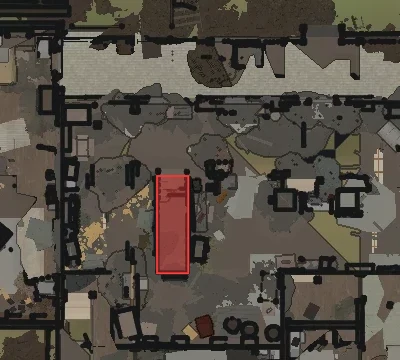 Ground floor of the map with the spot highlighted in red.