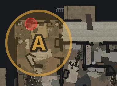 Upper floor of the map with the spot highlighted in red.