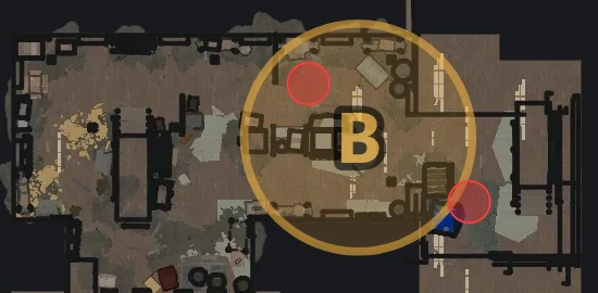 Basement of the map with the spot highlighted in red.