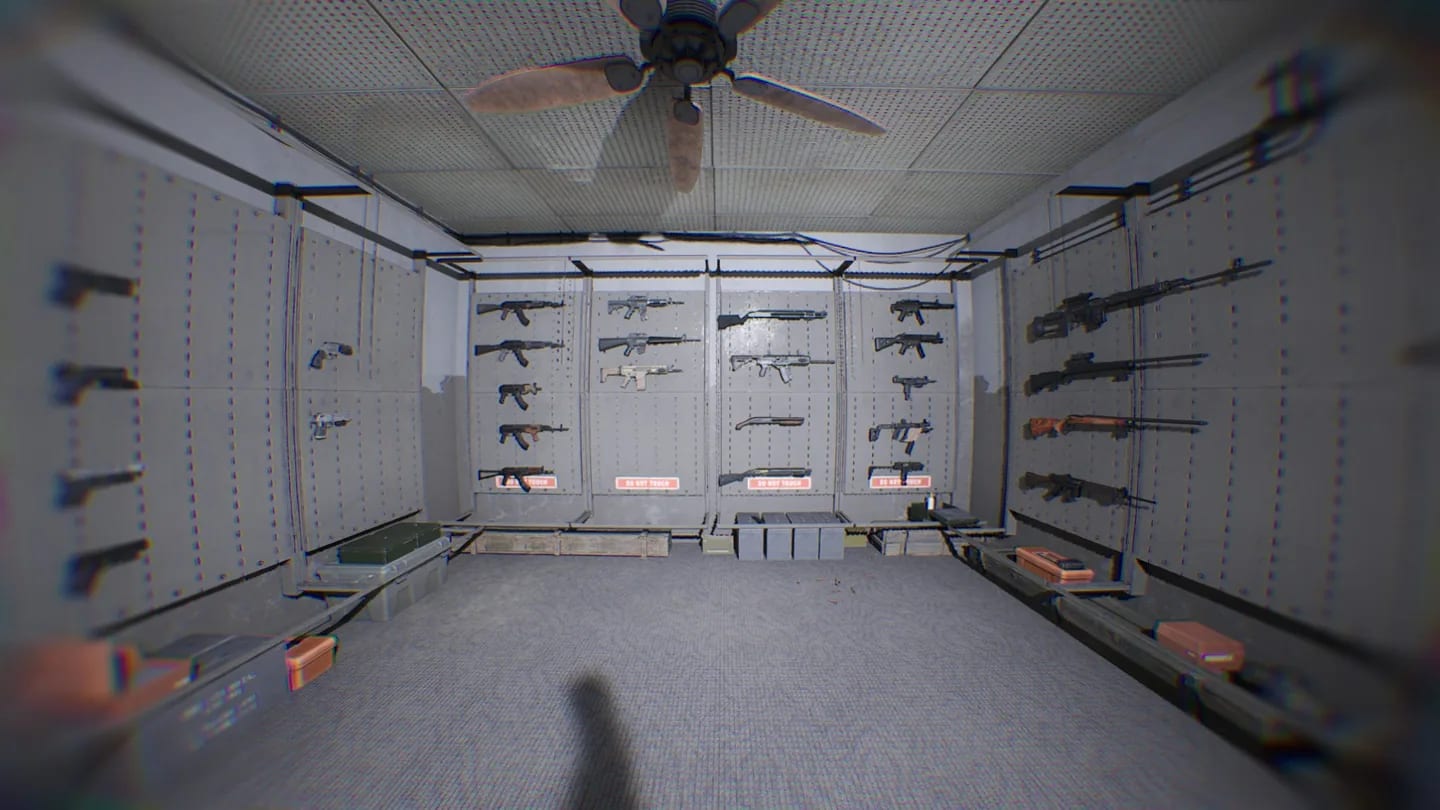 Weapons displayed in the armory.